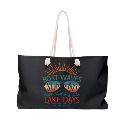 Beach Bag - Boat Waves Print (Black)